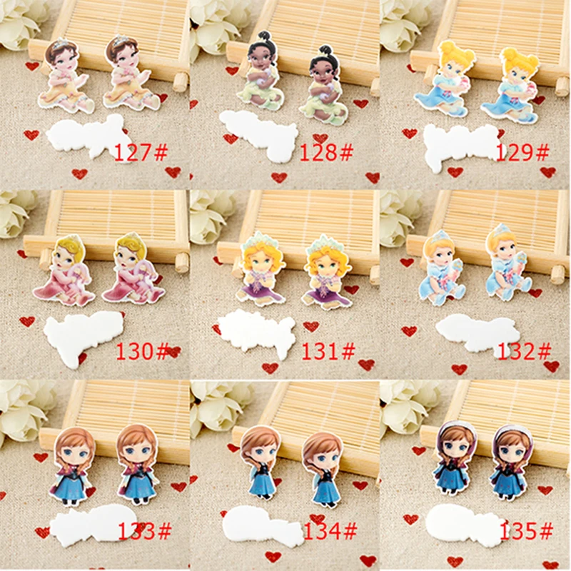 

1.2inch Cartoon kawaii Princess resin flatback Resin planar For Diy bow Craft 90pcs CRP67
