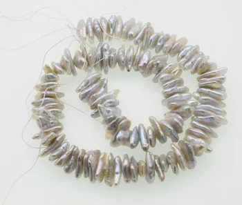

freshwater pearl white gray biwa baroque 12-18mm 15" FPPJ wholesale beads nature loose beads for DIY jewelry
