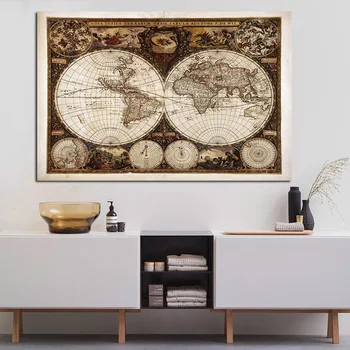 

Vintage World Map Painting Canvas Painting Poster Print Europe Ancient A Map Wall Picture for Living Room Cuadros Decor No frame