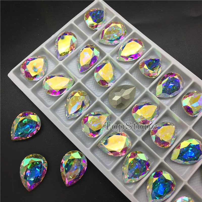 High Quality K9 Crystal Clear AB Teardrop Fancy Stone 10x14 13x18 20x30