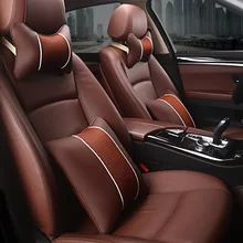 KKYSYELVA, Кожаный Автомобильный подголовник, подушка для шеи, поясничная поддержка для офисного стула, поясная поддержка спины, автомобильный Стайлинг