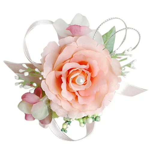 

Wrist Corsage Bracelet Bridesmaid Hand Flower Wedding Party(orange)