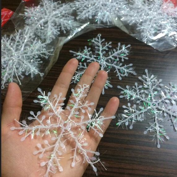

3/15 Pcs 11cm White Tree Hanging Christmas Snowflake Christmas Ornament Decorations For Home Window