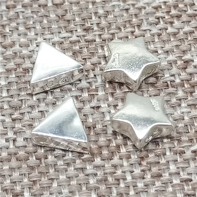 

925 Sterling Silver Geometry Beads Triangle Star Spacers for Bracelet Necklace