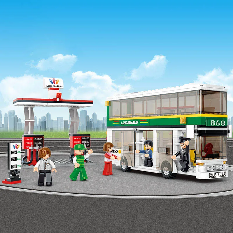 

model building kits compatible with quiz city bus 815 Legoe 3D blocks Educational model & building toys hobbies for children
