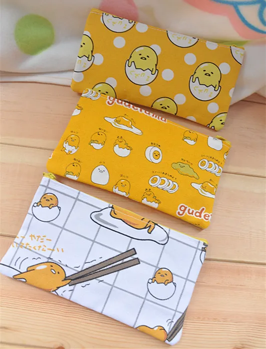  IVYYE 1PCS Lazy gudetama Anime Cosmetics Bags Canvas Zipper School Pencil Case Storage Pen Bag Pouc