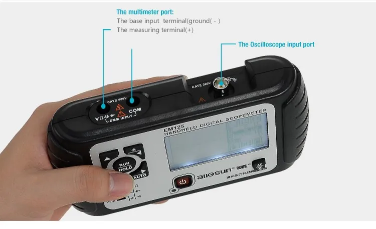 Все солнце 2 в 1 мультиметр осциллограф 25 МГц цифровой Ручной Scopemeter Вольтметр Омметр емкость EM125