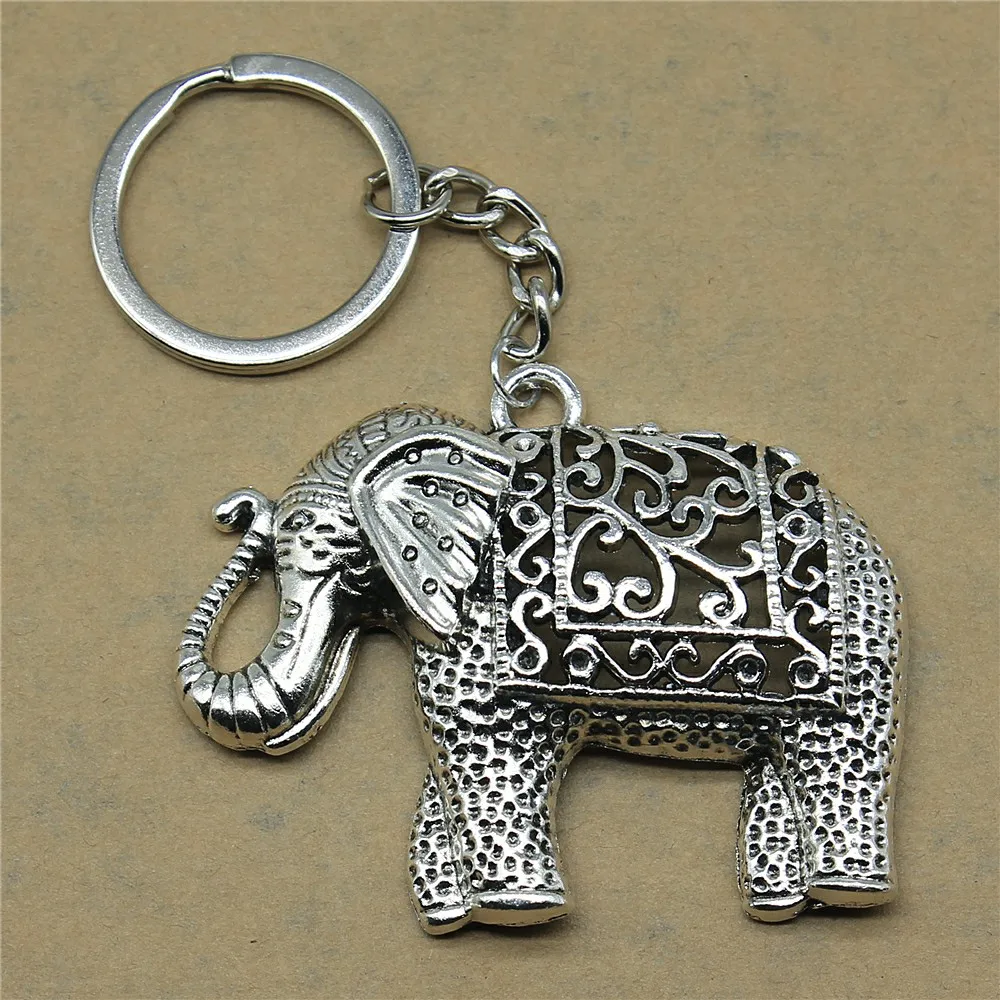 

1 piece keyring car Elephant wedding gifts for guests epacket dropshipping 59x47mm pendant antique silver
