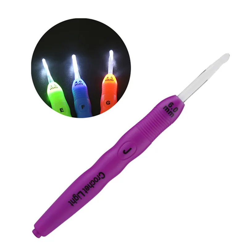 

Lighted Crochet Hook Ergonomic Handle Grips Hook DIY Knitting Tools for Arthritic Hands with LR41 Batteries