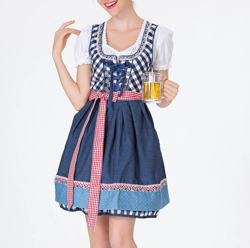 Женское платье Bavaria Oktoberfest костюм горничной переднее со шнуровкой мини платья Dirndl