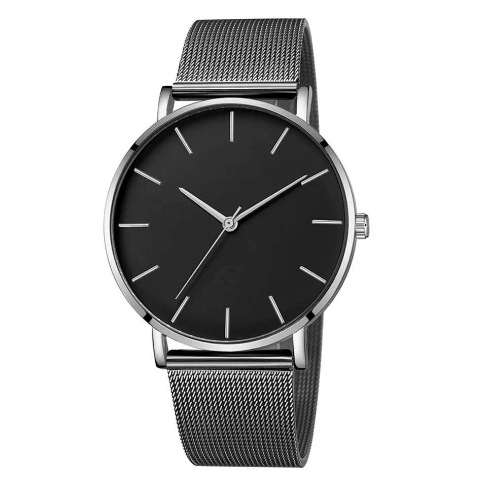 Популярные мужские часы в стиле милитари, минималистичные часы из розового золота, спортивные аналоговые кварцевые часы, брендовые Relogios Reloj Hombre Montre Homme - Цвет: Black Silver