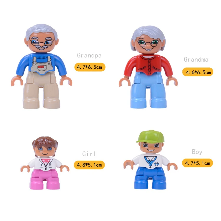 6Pcslot Action Figures Blocks Compatible LegoING Duploed Figures Family Train Building Blocks Education Toys For Cchildren (4)
