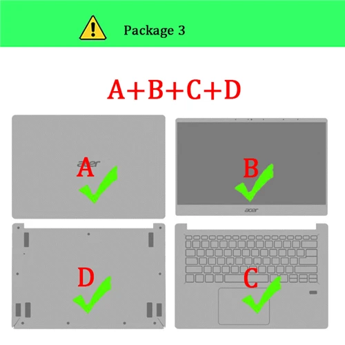 Ноутбук Стикеры для acer Swift 1 SF114-32 SF113-31 Тетрадь кожи для acer Swift 7/5/3 SF713-51 SF514-52 SF314-55 SF314-54 Стикеры - Цвет: Package-3    A B C D