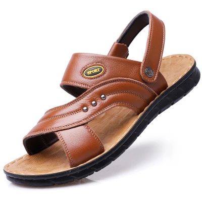 UPUPER/; летние мужские сандалии из мягкой кожи; удобная летняя обувь в римском стиле; мужская пляжная обувь для отдыха; большие размеры 38-47 - Цвет: 17635 Light Brown