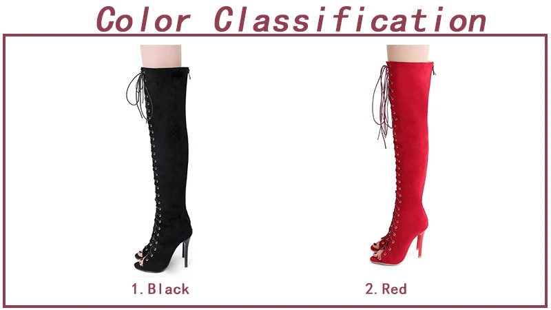 REAVE CAT/женские летние ботинки женская обувь из флока на высоком каблуке, с открытым носком, с перекрестной шнуровкой, на молнии пикантные гладиаторы черного и красного цвета, большие размеры 32-43, A350
