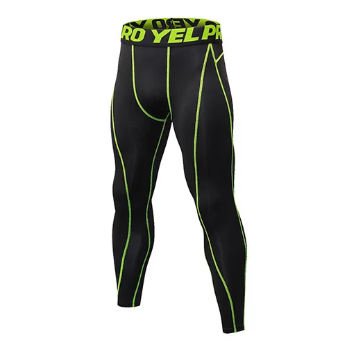 Yuerlian New GYM Compression Bodybuilding Pantalones Hombre Fitness Tights Trousers Sweat Pants For Men Sport Running Leggings - Цвет: black green line