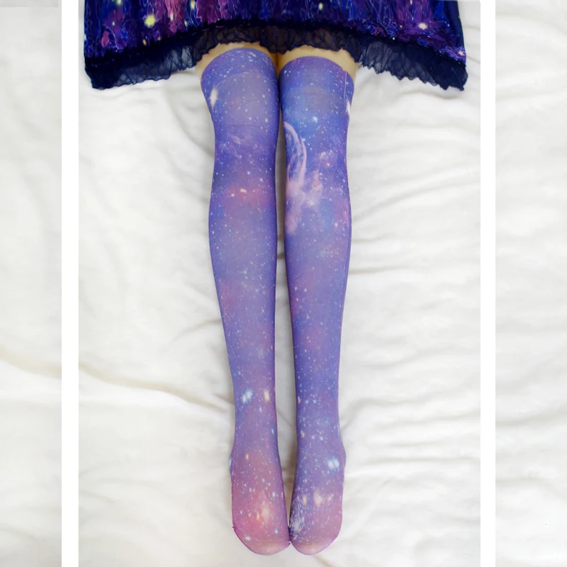 

Japanese SweetLolita Half Pipe Socks Lolita Dream Star Printed Knee Socks Underpants Student Silk Student Girl Stockings WXL-CT6
