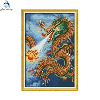 

Joy sunday animal style Dragon cross stitch ornaments patterns make a craft stamped fabric for beginners