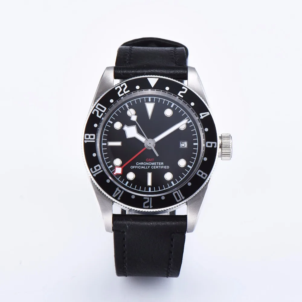

Corgeut automatic movement men's watch luminous dial 41 mm rotating bezel luminous date GMT stainless steel deployment A3