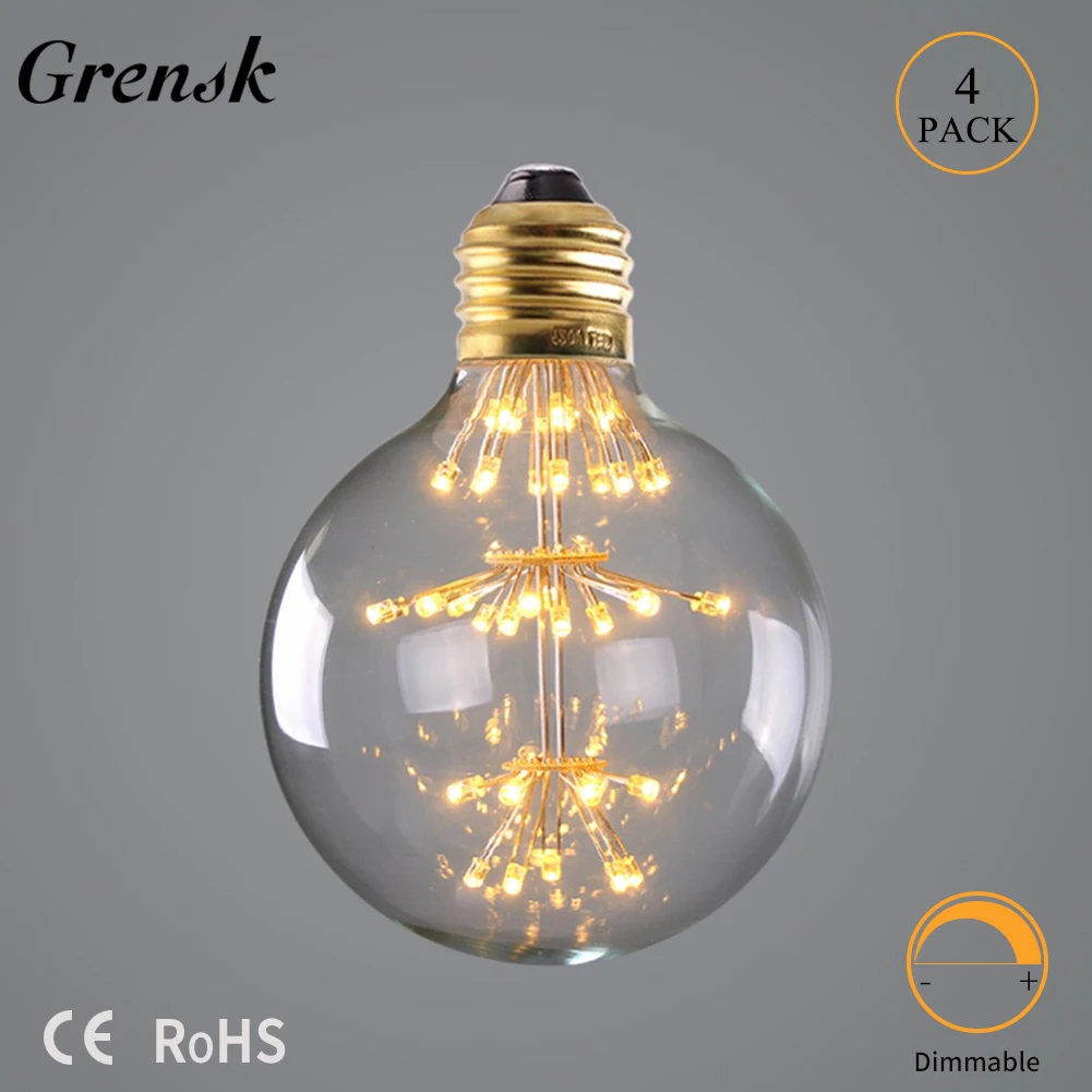 

Grensk E27 LED 220V Vintage Fireworks Star Light Bulbs E26 110V G95 Led 2200K Retro Christmas Lamp for Pendant Lights Bombillas