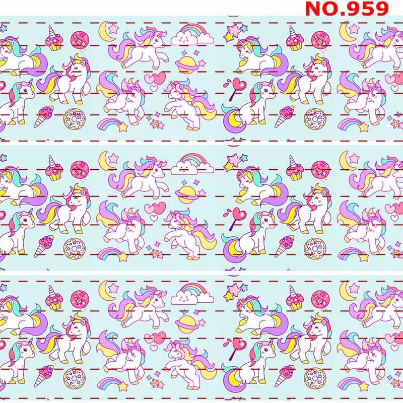 959 " дюймов 75 мм 7,5 см милый единорог Печать grosgrain лента для упаковки подарков - Цвет: 959