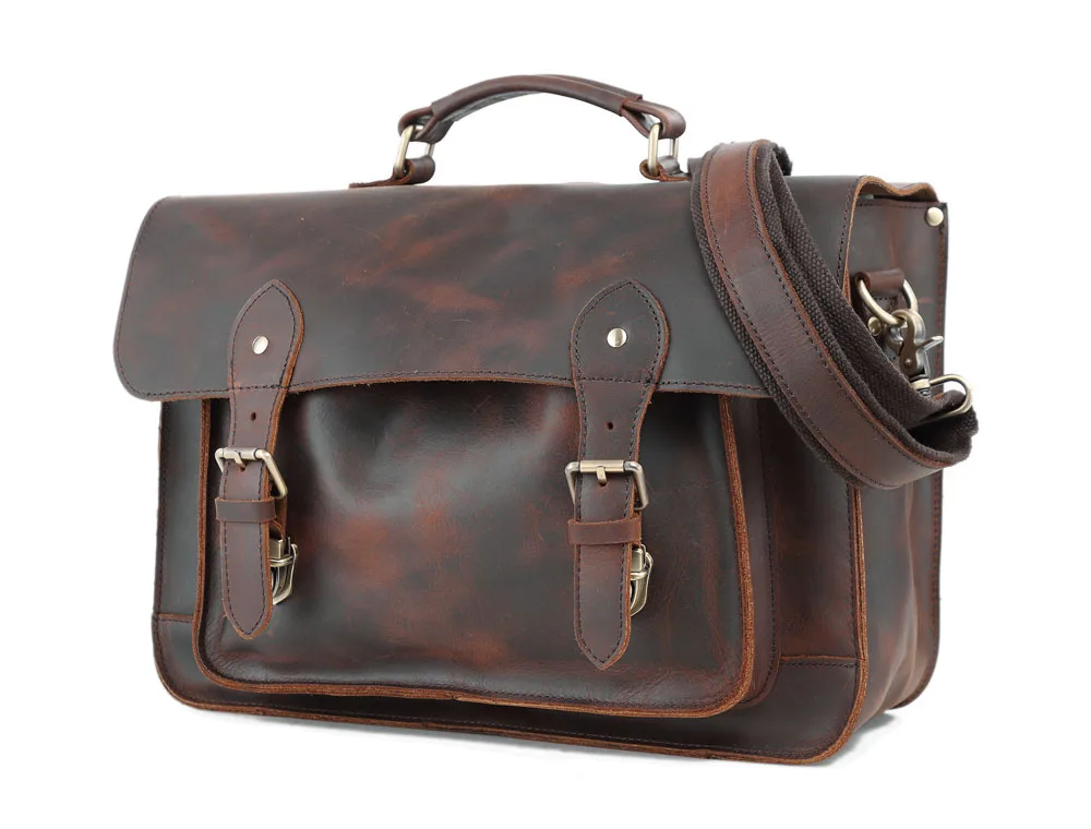Винтажный Мужской портфель из натуральной кожи Crazy Horse, кожаная сумка через плечо, мужская сумка для ноутбука, мужская деловая дорожная сумка