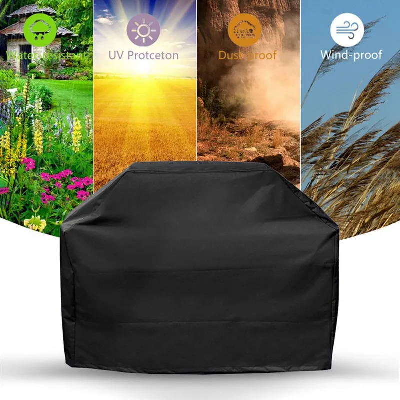 

Black BBQ Cover Waterproof Grill Cover Anti Dust Rain Gas Charcoal Electric Barbeque Grill Cover BBQ Accessories