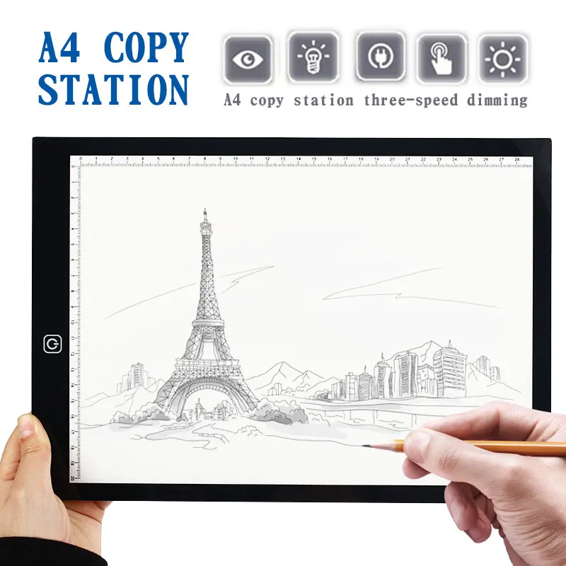 

A4 Drawing Tablet Pad USB LED Light Tracing Board Ultra-Thin Portable Electronic Acrylic Box Tracer Animation Sketching