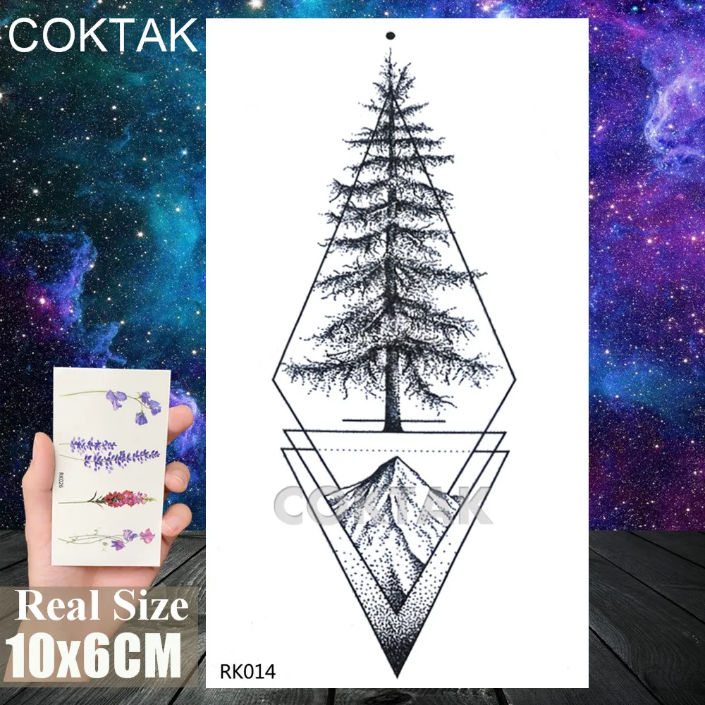 CRK014 Черные Геометрические горные Временные татуировки, реалистичные поддельные планеты, боди-арт, татуировка на руку, переводная наклейка для взрослых, водостойкие татуировки, наклейка - Цвет: CRK014