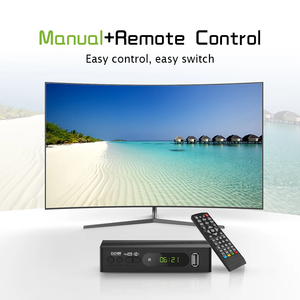 Full HD 1080P ТВ тюнер DVB T2 USB2.0 wifi tv Box HDMI приемник спутниковый декодер для монитора
