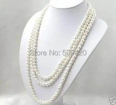

Free Shipping>>>Super long 7-8mm White Akoya Cultured Pearl Necklace 60