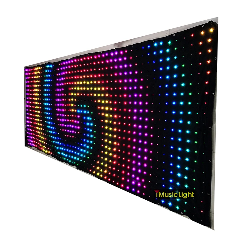 

2mx5m LED Video Curtain Star Cloth P10 Matrix DMX Backdrop Wedding Stage DJ Pub Background