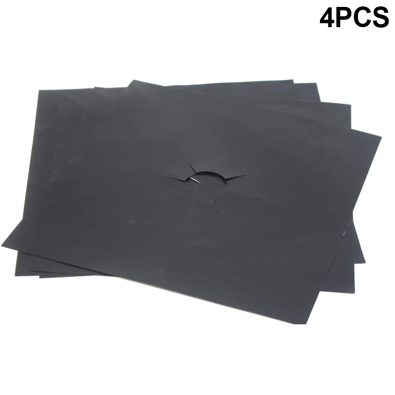 Hot 4 Pcs Reusable Sheet Gas Cooker Liner Protector Cover Gas Stove Furnace Protection Pad(27x27CM) MDD88