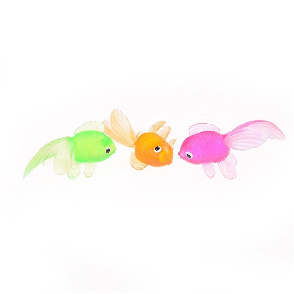 20pcs 4cm Small Goldfish Kids Toy Plastic Simulation Small Goldfish Soft Rubber Gold Fish Random