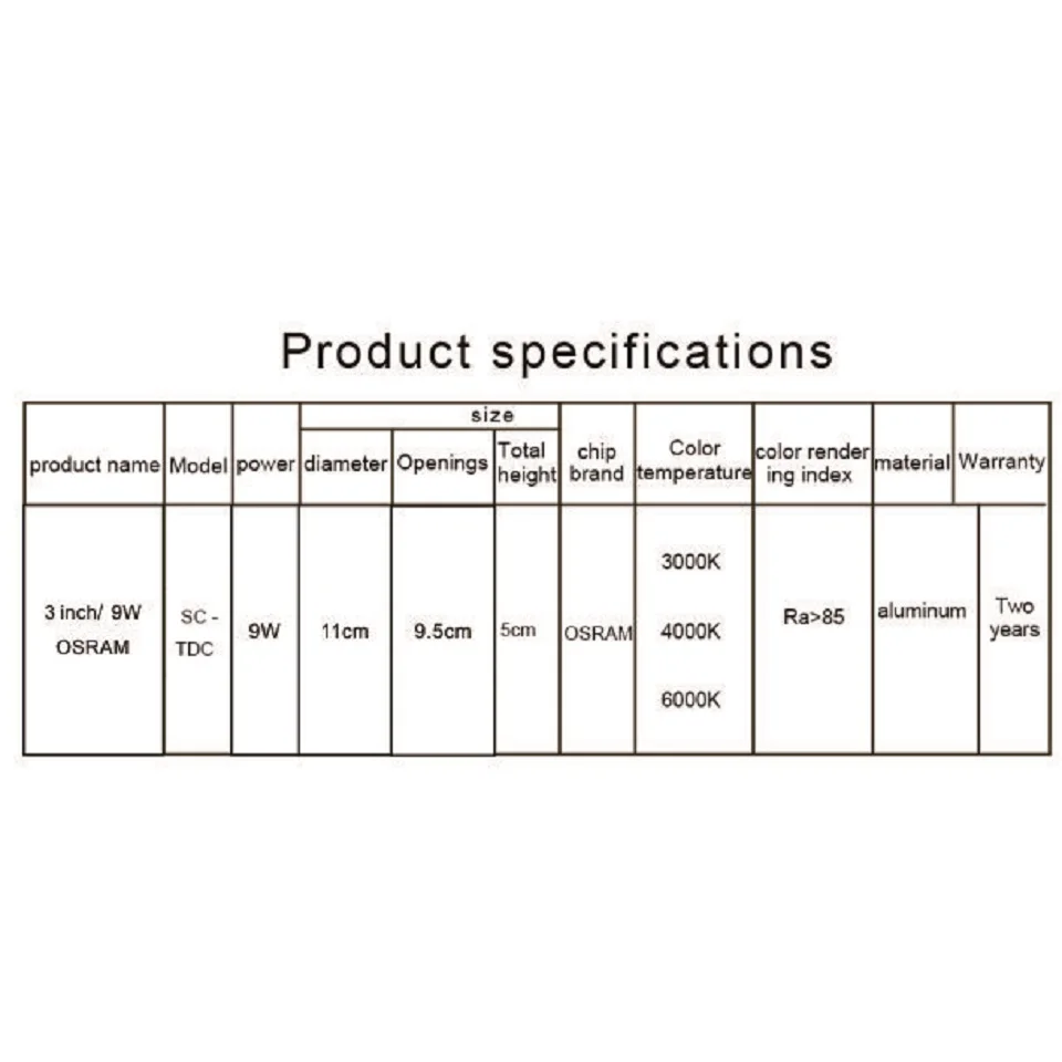 SCON AC110-240V гостиной круглый водонепроницаемый Светодиодный светильник 3inch9W OSRAM Чип декоративный встраиваемый потолочный светильник 3000k 4000k 6000k