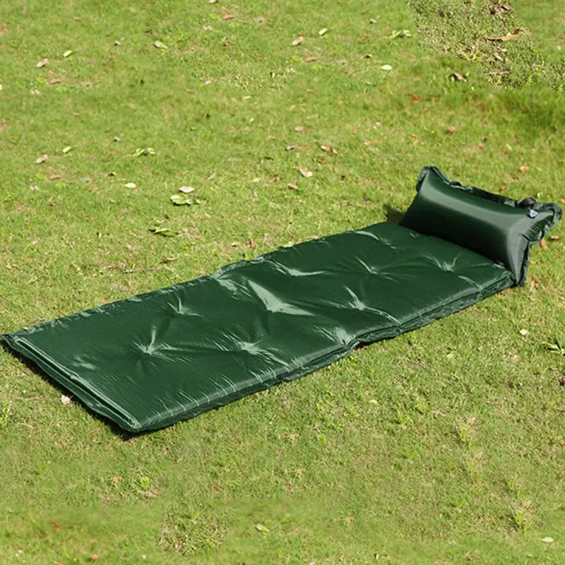 Коврик для кемпинга Самонадувающийся матрас с подушкой влагостойкий 183*57*2,5 см палатка кровать однослойный спальный коврик надувная кровать - Название цвета: Зеленый