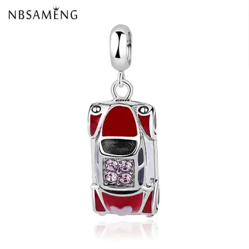 

Original 100% 925 Sterling Silver Bead Charm Sweet Pink Heart Car Beads Fit Original Pandora Women Bracelet Jewelry Making