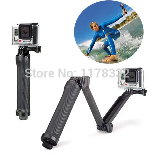 Gopro аксессуары палка монопод 3-сторонний Многофункциональный складной рычаг с