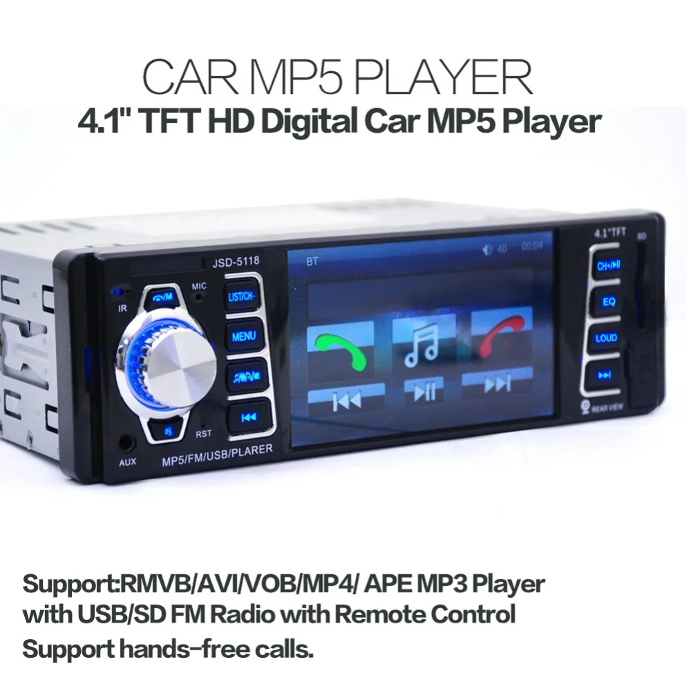 4." HD Экран ЖК-дисплей Авто MP3 MP4 MP5 плеер колесо Управление Встроенный Bluetooth+ микрофон автомобиля руки- FM Радио стерео