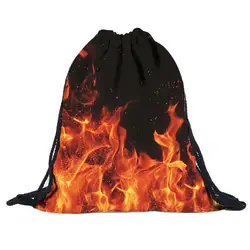 ISHOWTIENDA сумка на шнурке холщевая сумка на шнурке большая унисекс пламя 3D сумка на шнурке с рисунком Рюкзак и сумка dos ficelle