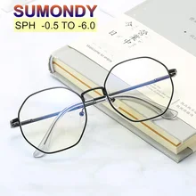 SUMONDY Рецептурные очки для близоруких SPH от 0 до 6,0 для женщин и мужчин модные металлический очки с диоптрическим оптические очки конечный продукт UF53