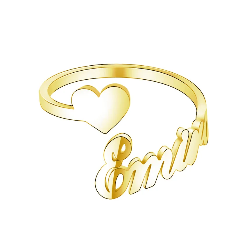 

Custom One Name with one heart Couple Rings For Lovers Custom Double layer Gold Rings For Woman Best Friends Wedding Band