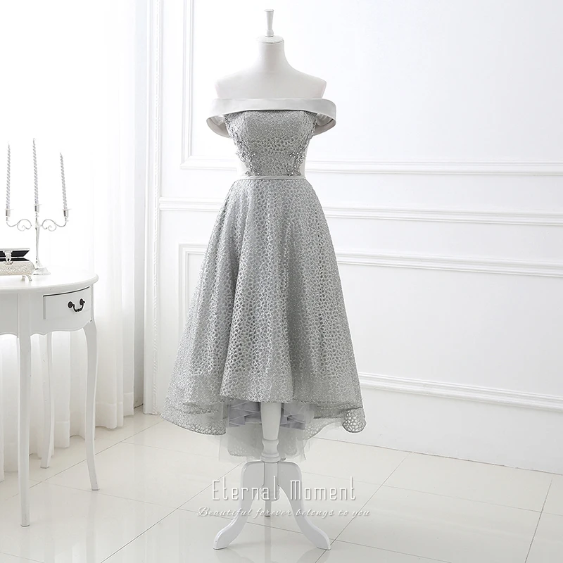 Wholesale Eternal Moment Boat Neck A line Evening Dress Sequin Lace Short Front Back Long Prom Dress robe de soiree Buy Cheap Eternal Moment Boat Neck A line Evening Dress Sequin Lace Short Front Back Long Prom Dress robe de soiree