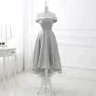 Save 29.75 on Eternal Moment Boat Neck A line Evening Dress Sequin Lace Short Front Back Long Prom Dress robe de soiree