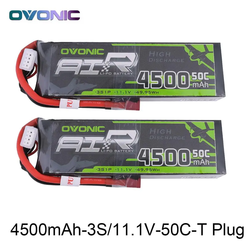 2X аккумулятор ovoic 11,1 V 4500mAh 50C-100C 3S LiPo с t-образным штекером XT60 для радиоуправляемого автомобиля Heli Quad Drone Хобби DIY RC запчасти