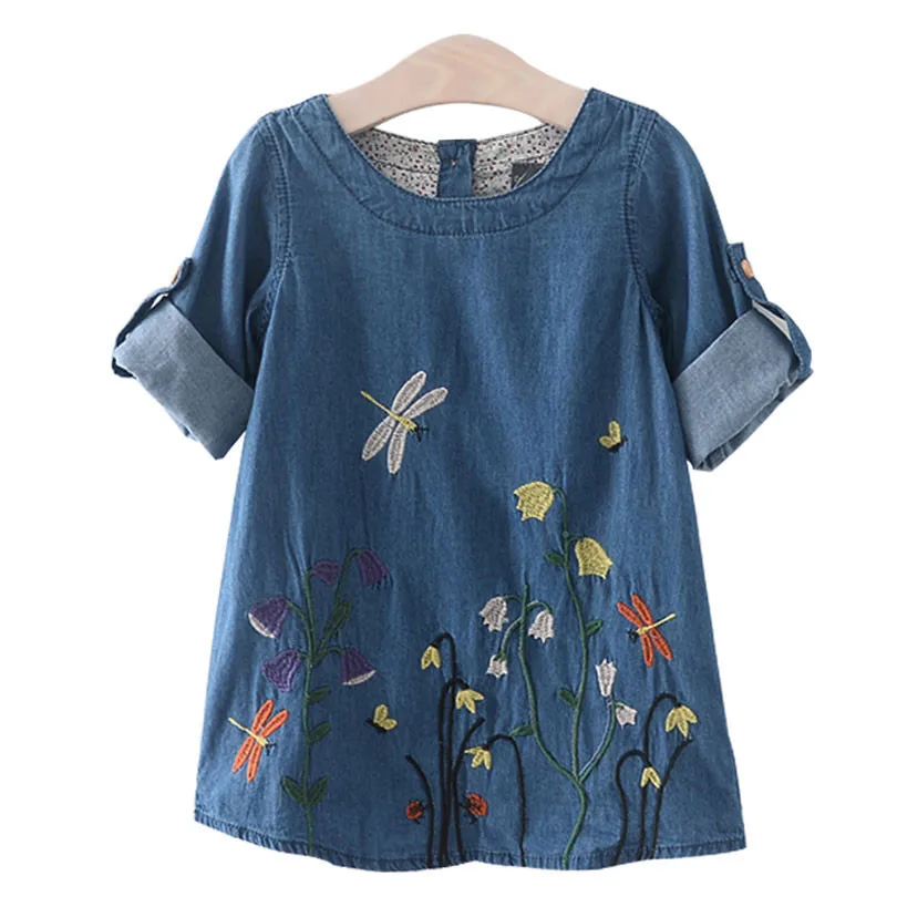 Vêtements de printemps en Denim pour filles de 3-4-5-6 7 ans, avec broderie papillon, nouvelle collection 2018