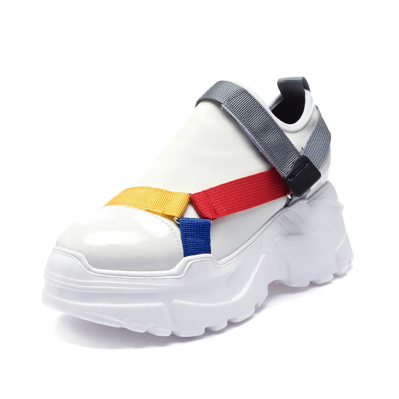 

Ultralight white sneakers 6CM 2019 New platform sneakers women Genuine Leather Comfortable Buckle off white shoes casual shoes