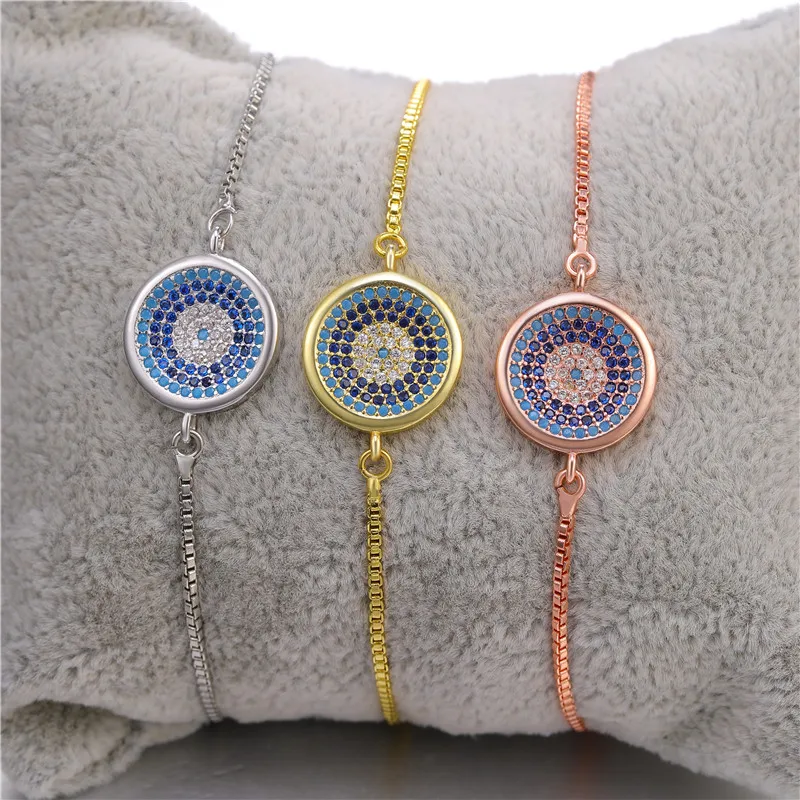 Ali Moda, Прямая поставка, золотые/серебряные красочные браслеты-шармы от сглаза, греческие круглые шармы с регулируемой коробкой, цепи, браслеты