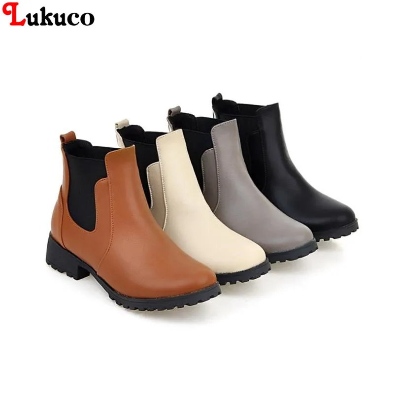 

2018 Lukuco spring/autumn women ankle boots big size 37 38 39 40 41 42 43 44 45 46 47 high quality low heel new design lady shoe