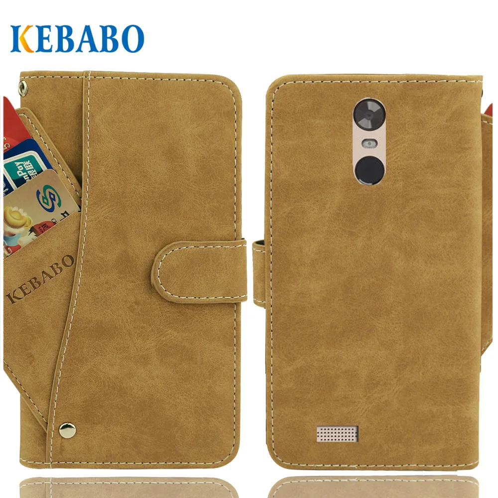 

Vintage Leather Wallet DEXP G155 Case 5.5" Flip Luxury 3 Front Card Slots Cover Magnet Stand Phone Protective Bags